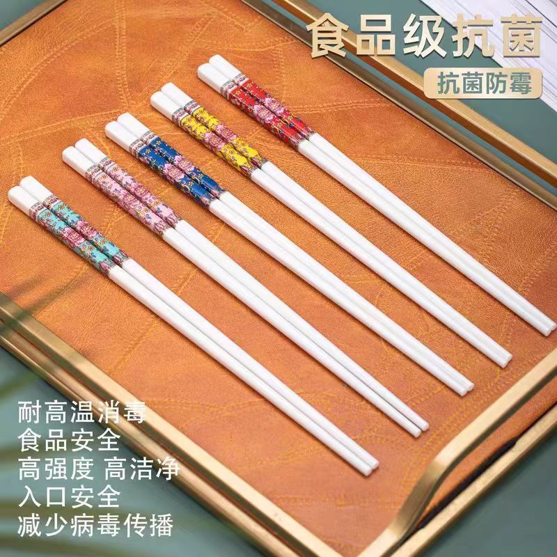 景德镇高档珐琅彩陶瓷抗菌防霉景德镇骨瓷筷子家用易清洗防霉防菌