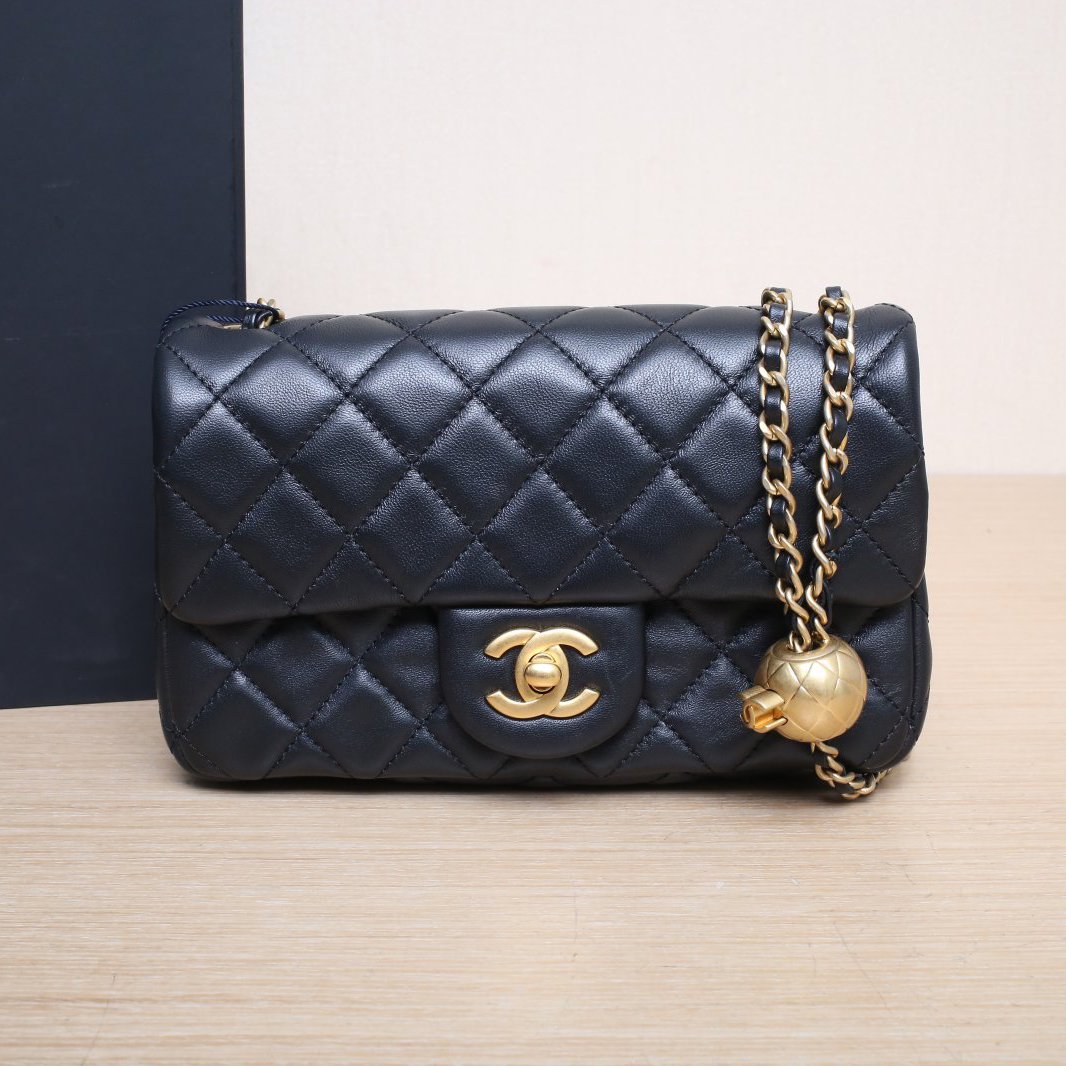 99新 Chanel/香奈儿 【黑黑】CF 口盖包 大Mini 黑色 芯片开