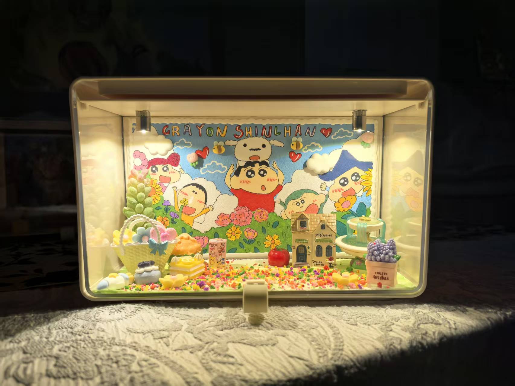  【无敌手绘抽屉（无娃）】-潮玩手办奶油胶手绘场景盒抽屉收纳展示柜