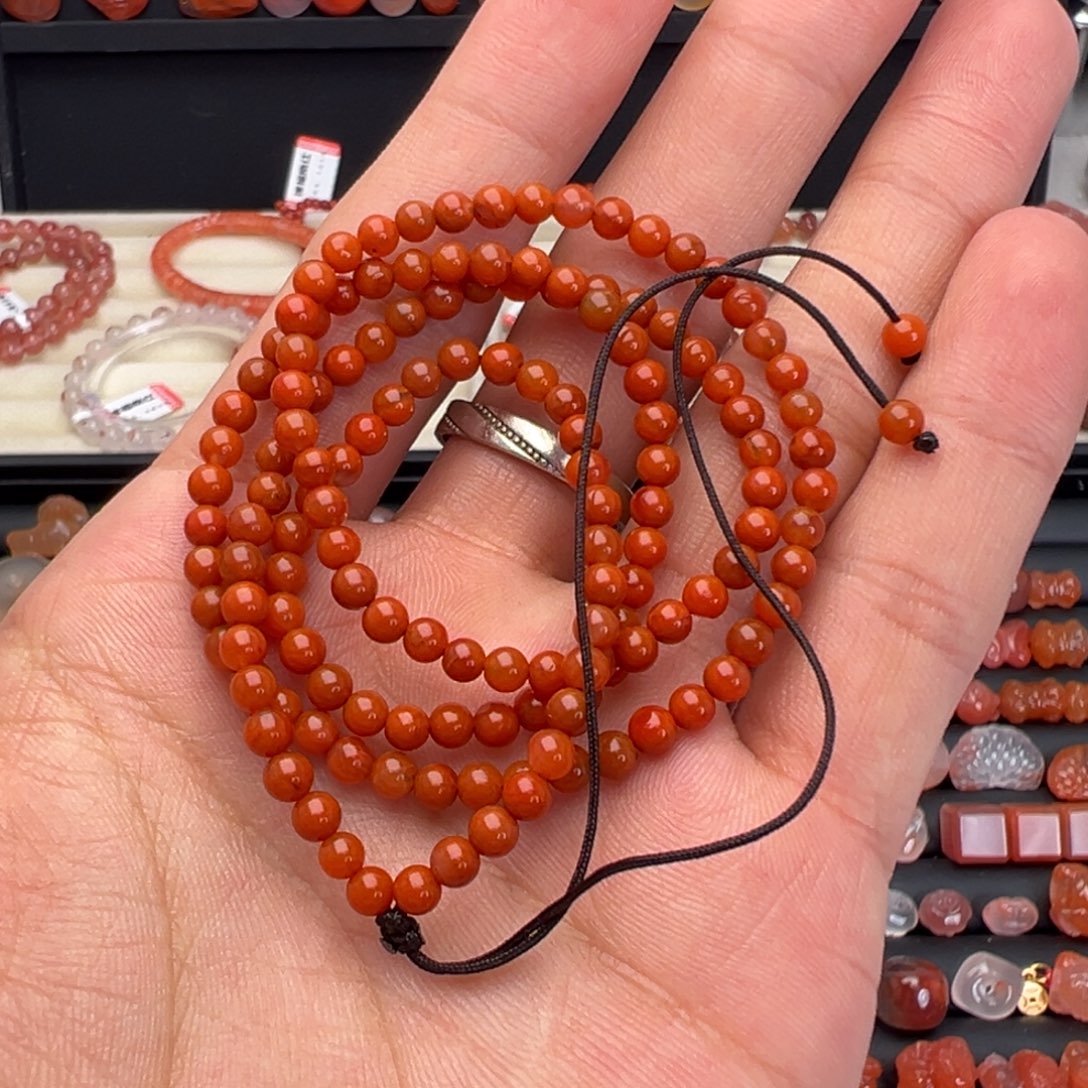 南红玛瑙未镶嵌颈饰柿子红锁骨链3mm+