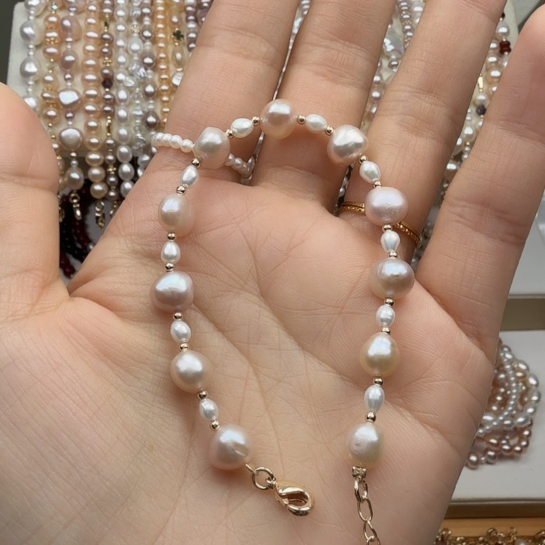 银S925镶嵌淡水珍珠手绳