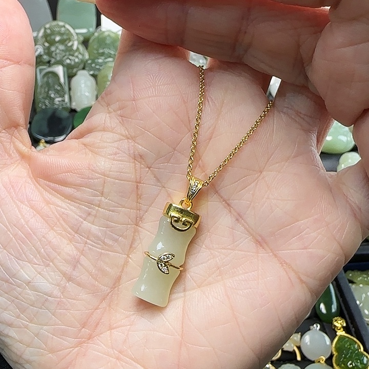 和田玉银S925镶嵌颈饰