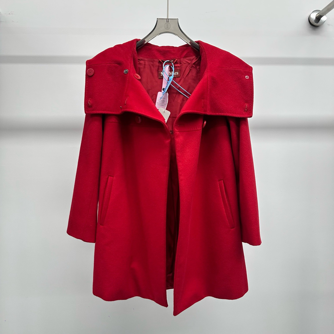 99新 WeekendMaxmara/麦丝玛拉 34码/红色连帽风衣外套