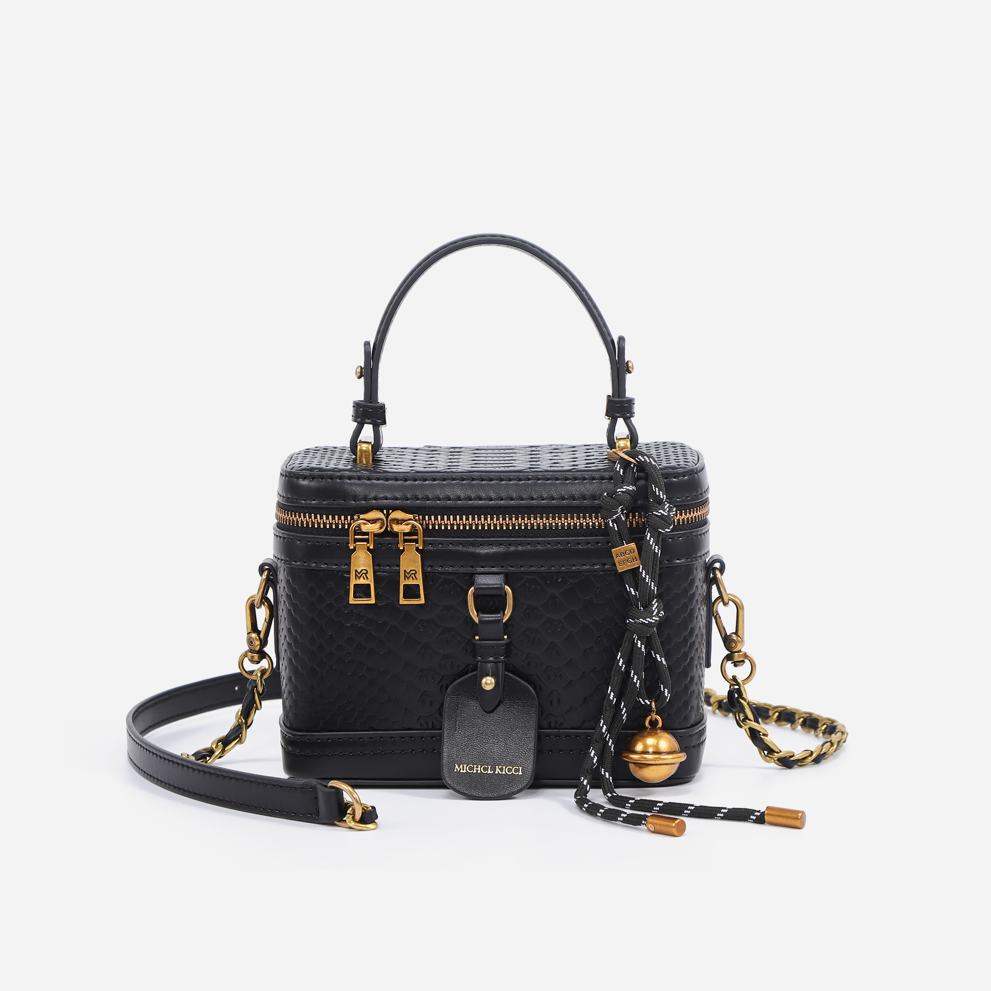 【淼淼专场】轻奢经典蛇纹手提斜挎盒子包LY24127221黑色