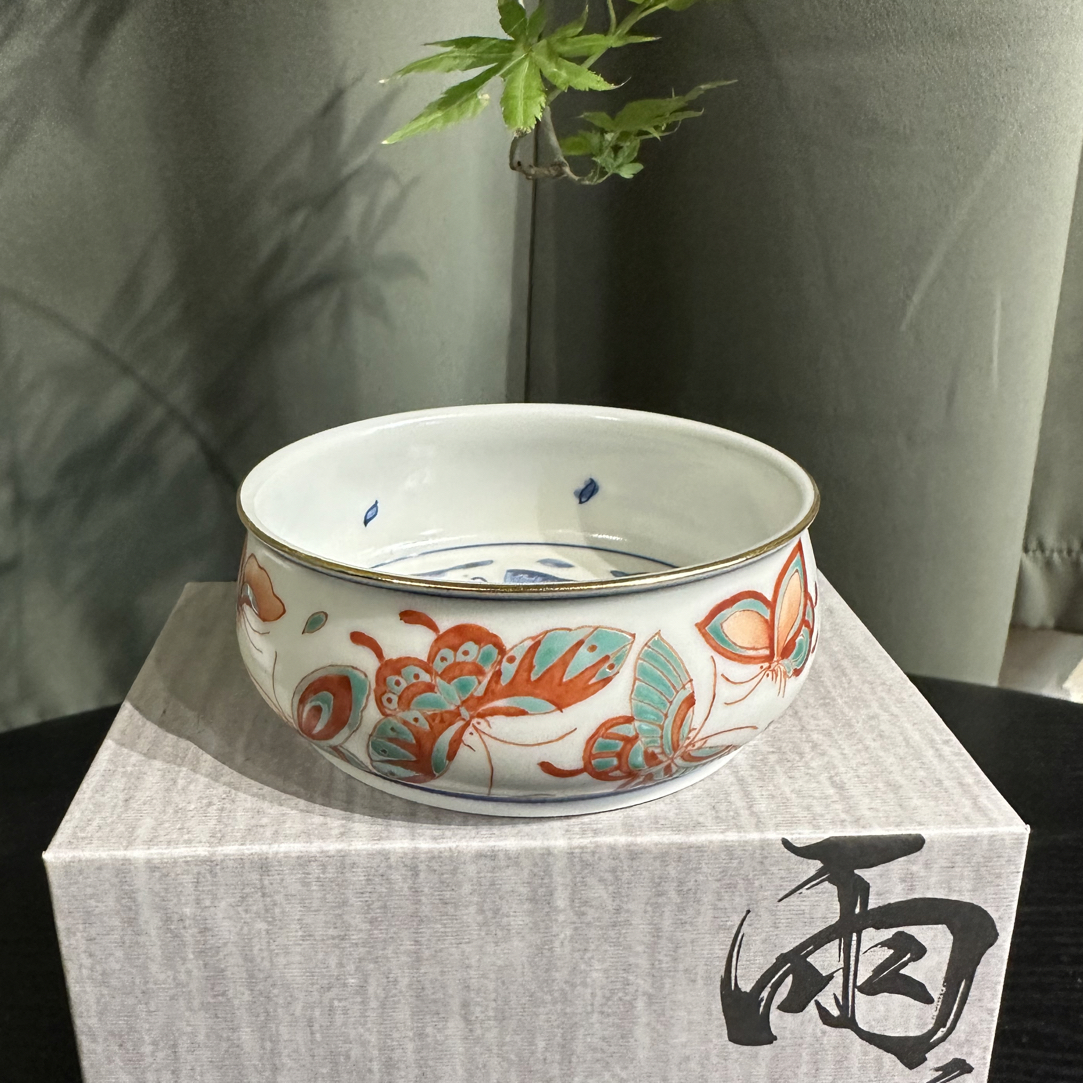 【雨溪山房】红绿彩彩蝶穿花主人杯00043
