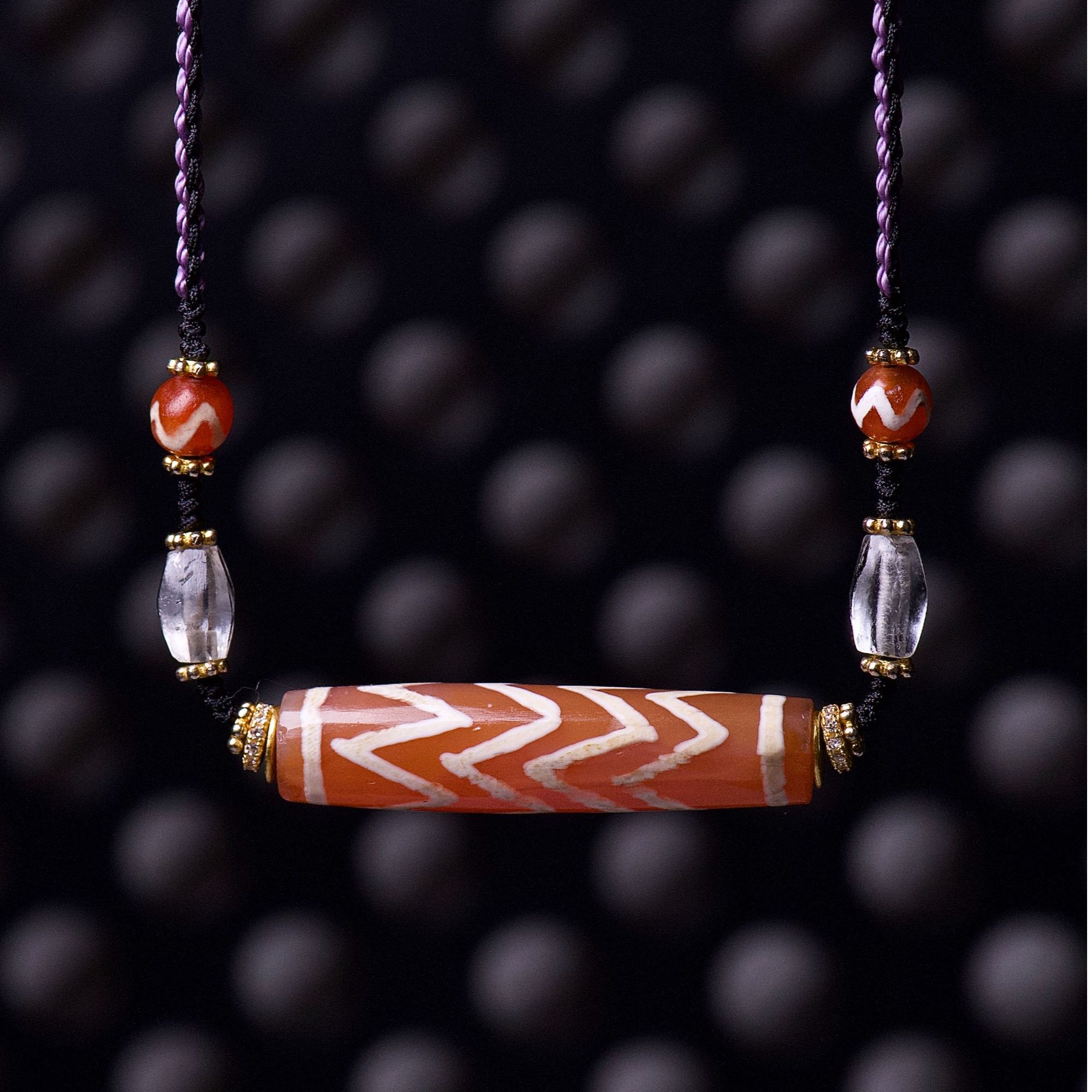 红玉髓玛瑙珠 虎纹图腾天然玛瑙