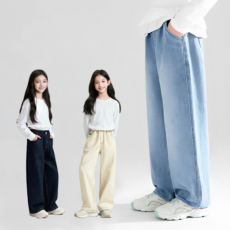 DEESHA/笛莎女童秋冬新款宝宝直筒裤子加绒牛仔裤-7N255B806