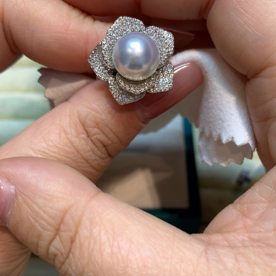 海水珍珠戒指银S925镶嵌