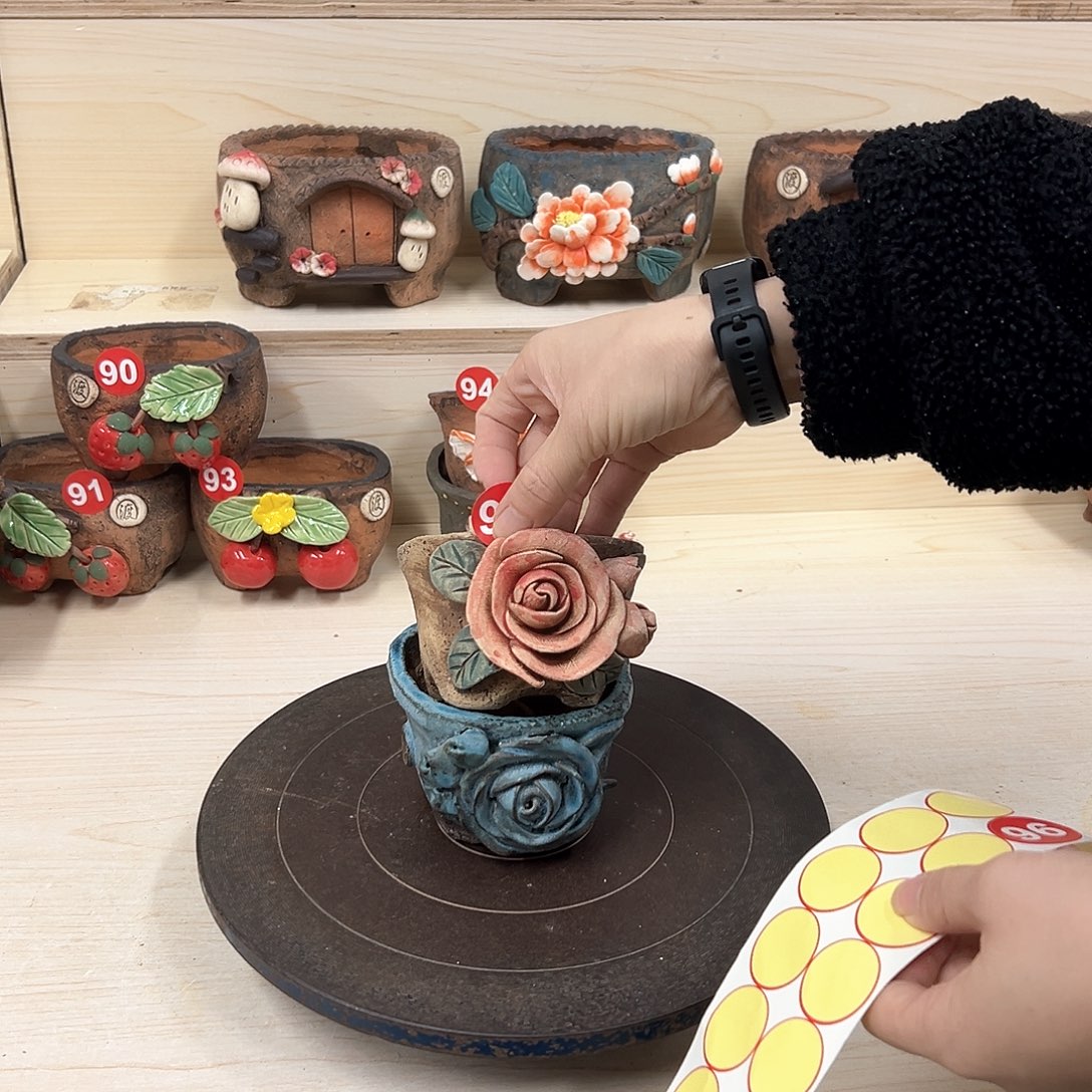 紫砂花盆 95号微瑕组合2个内口8.5外高7