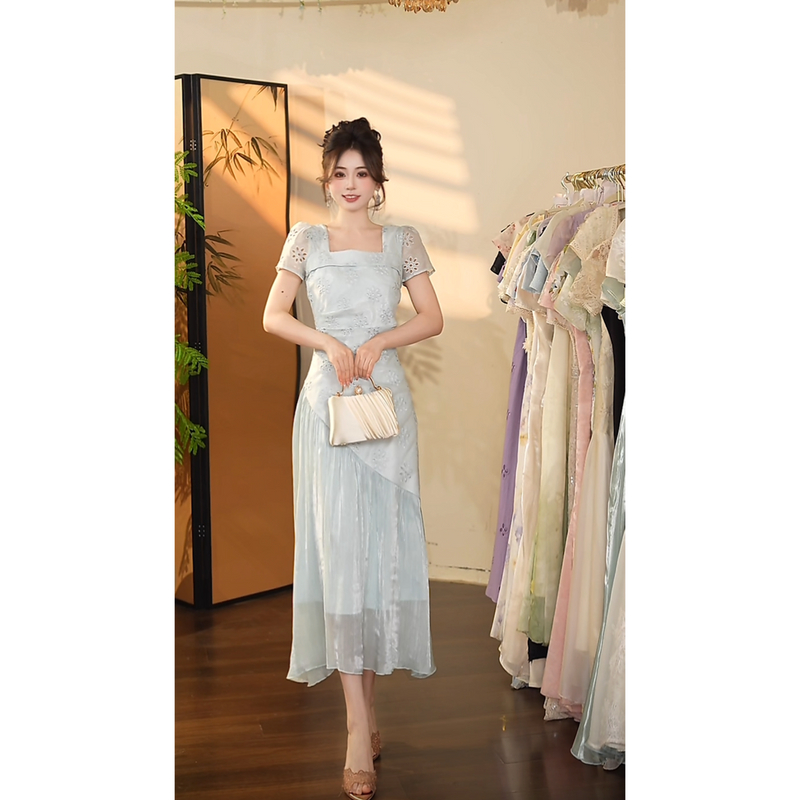 瑞瑞定制-1322（空谷幽兰）连衣裙N885