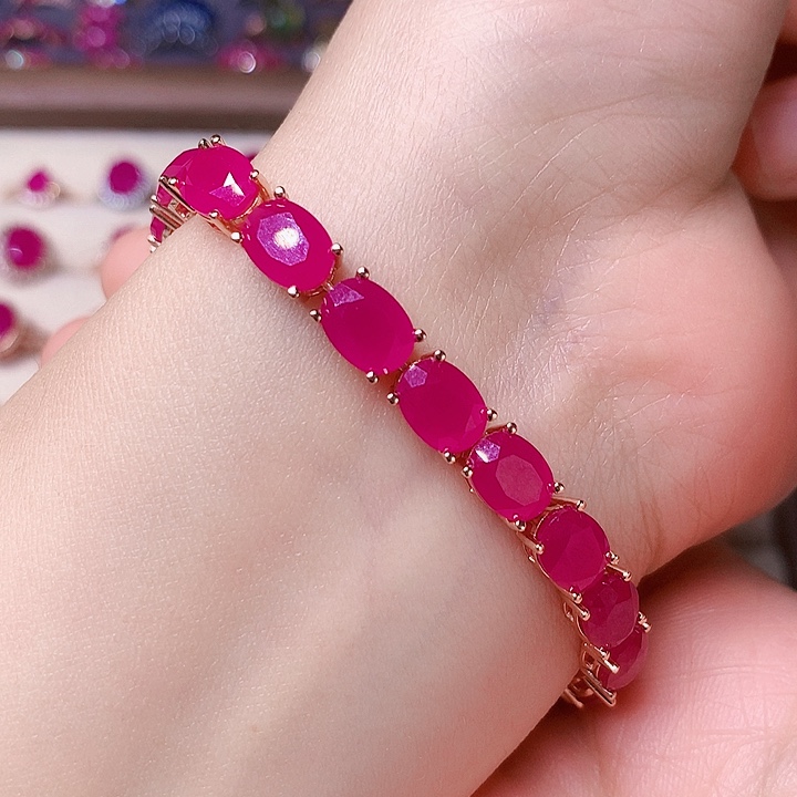 红宝石手链银S925镶嵌