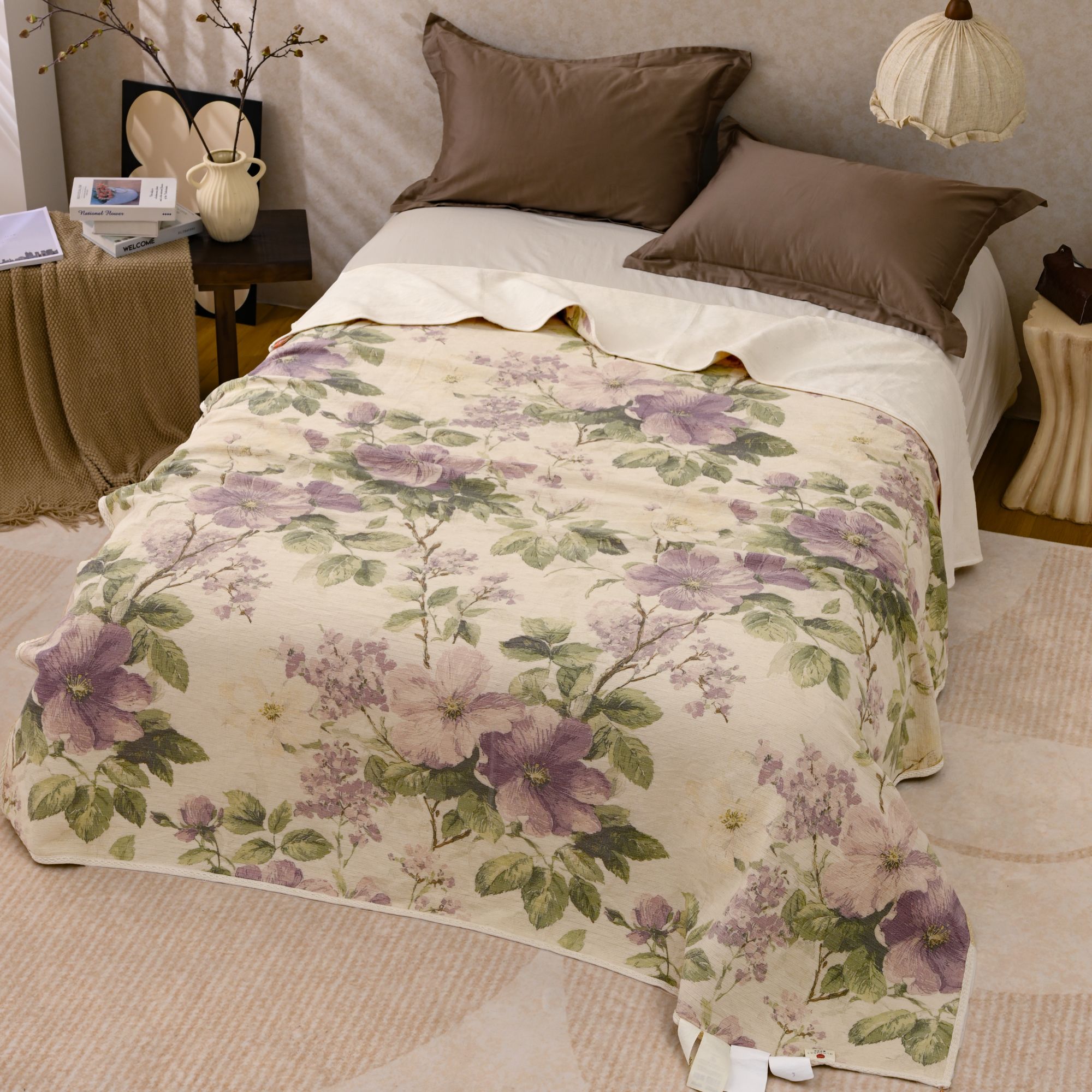 【情自阑珊】200*230cm高奢棉麻柔软舒适四季床盖