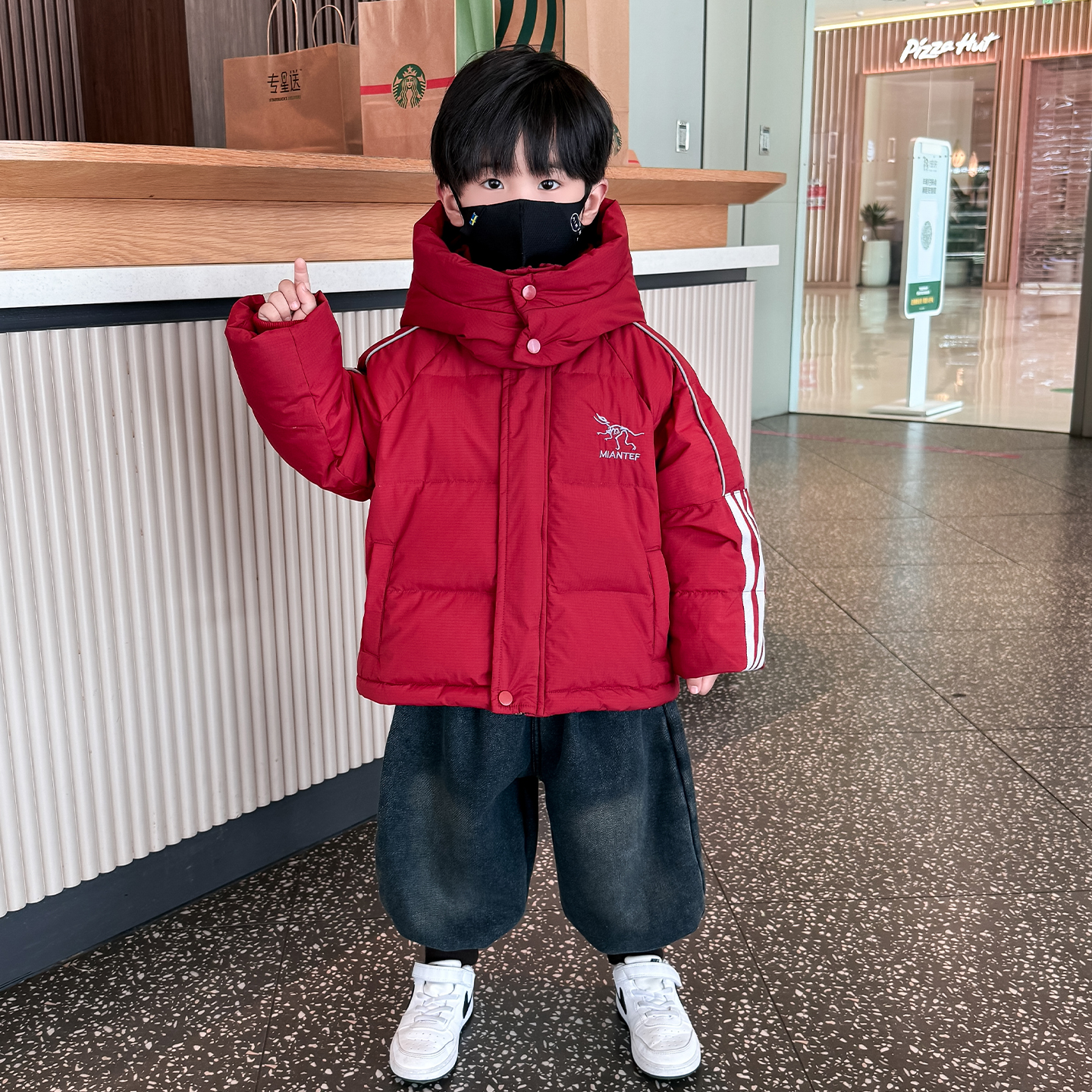 男童羽绒服冬装2025冬季新款儿童加厚派克服外套白鸭绒棉衣面包服