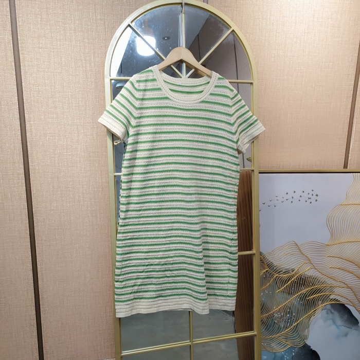 BG831孕妇绿条纹针织裙90-130