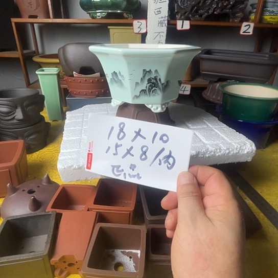 宜兴紫砂花盆贴画