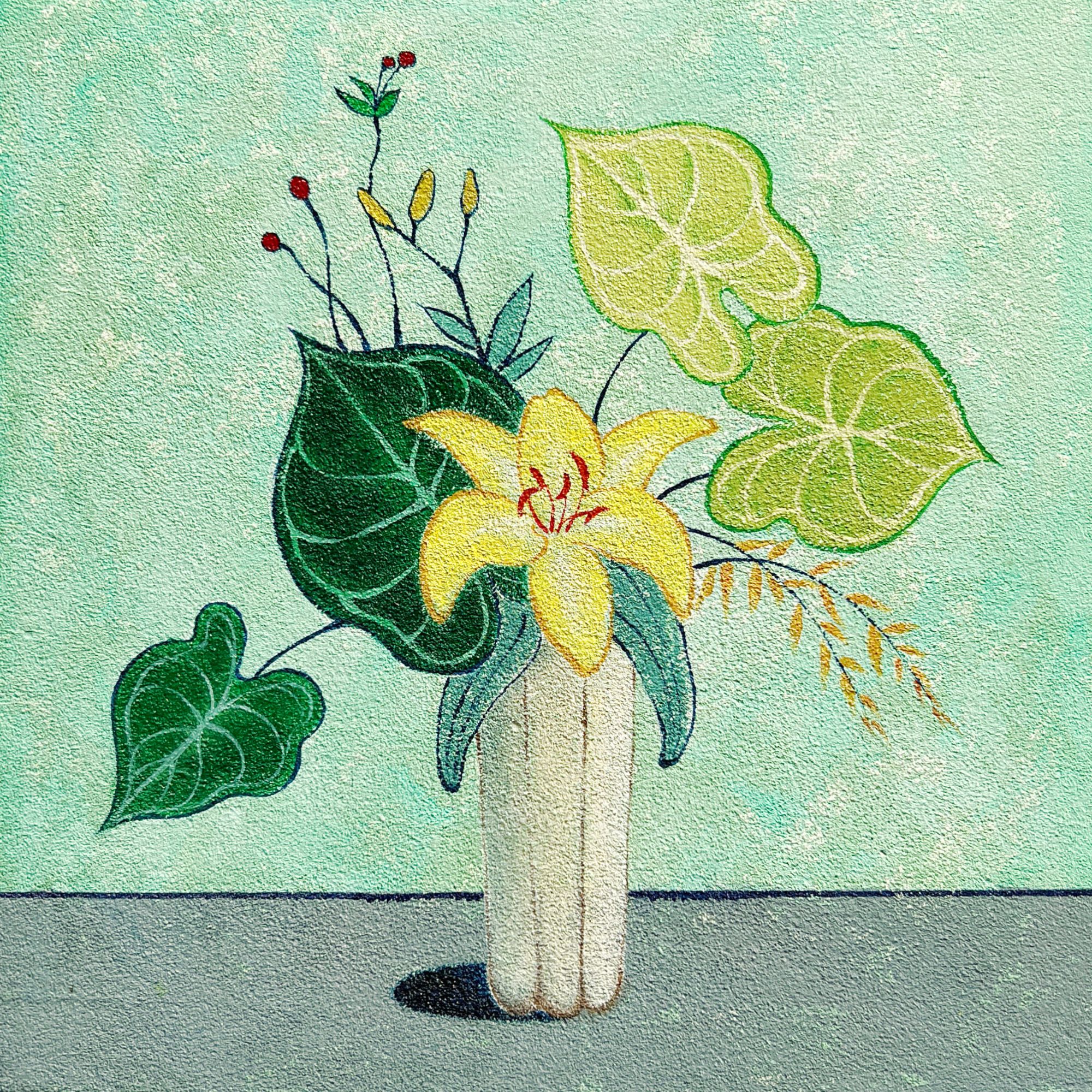 艺术家潶喵【与花同栖5】20*20油画综合 带框27*27 现代百搭家居