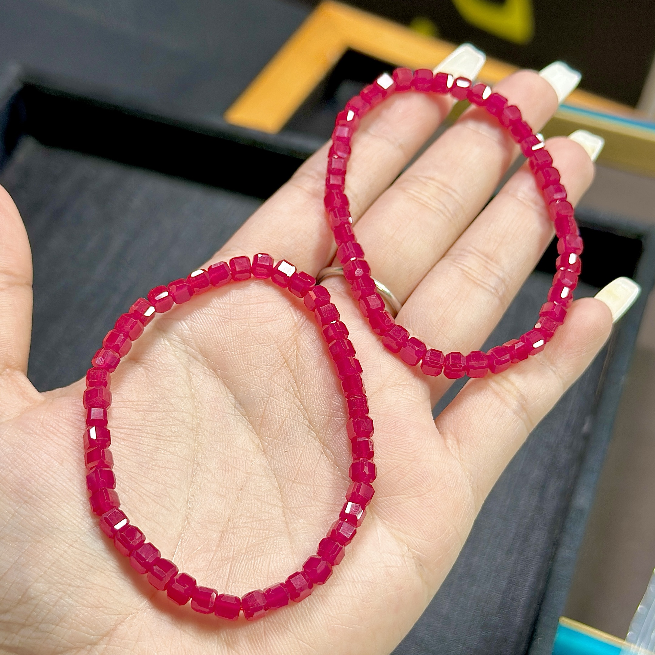 【MF】切面红宝石方糖手串-约4mm（多样性发其一）