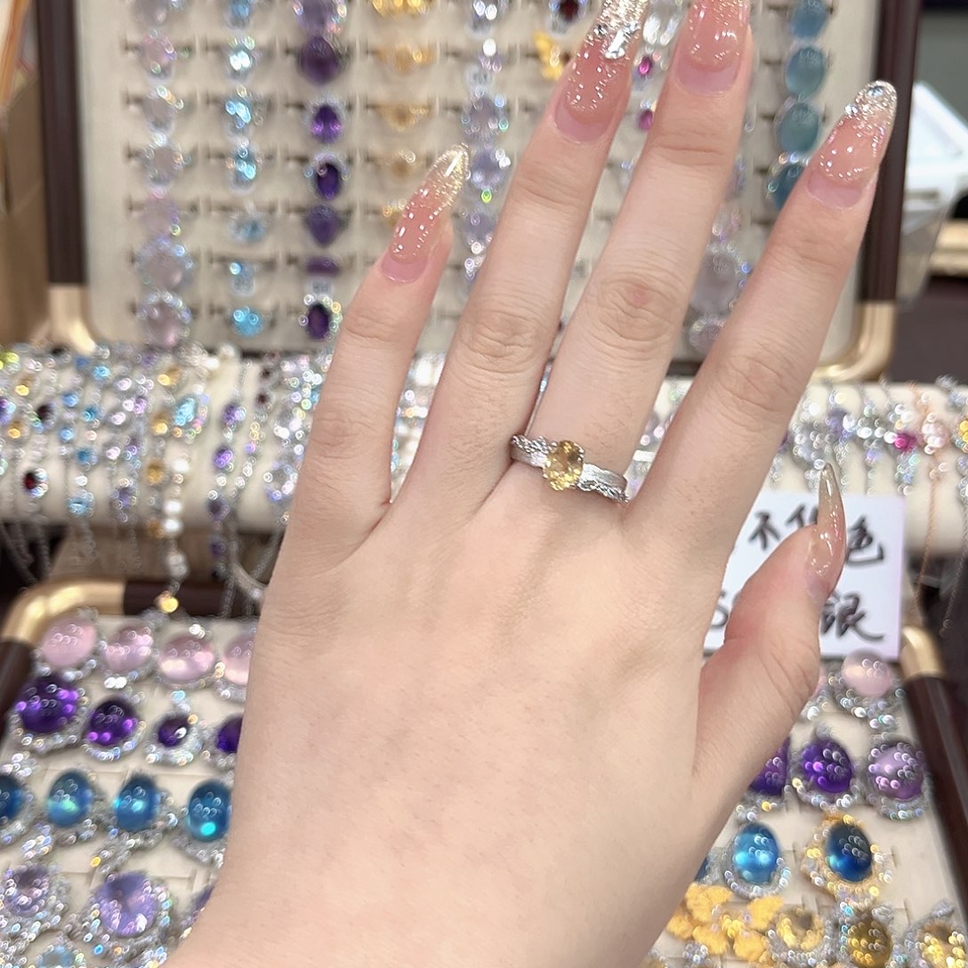 银S925镶嵌海蓝宝石戒圈