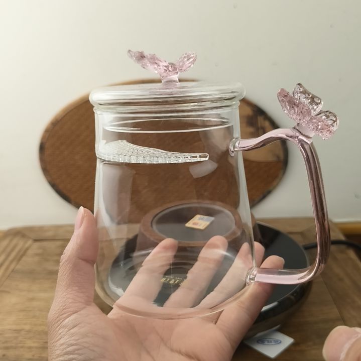 高硼硅玻璃茶水分离蝴蝶杯