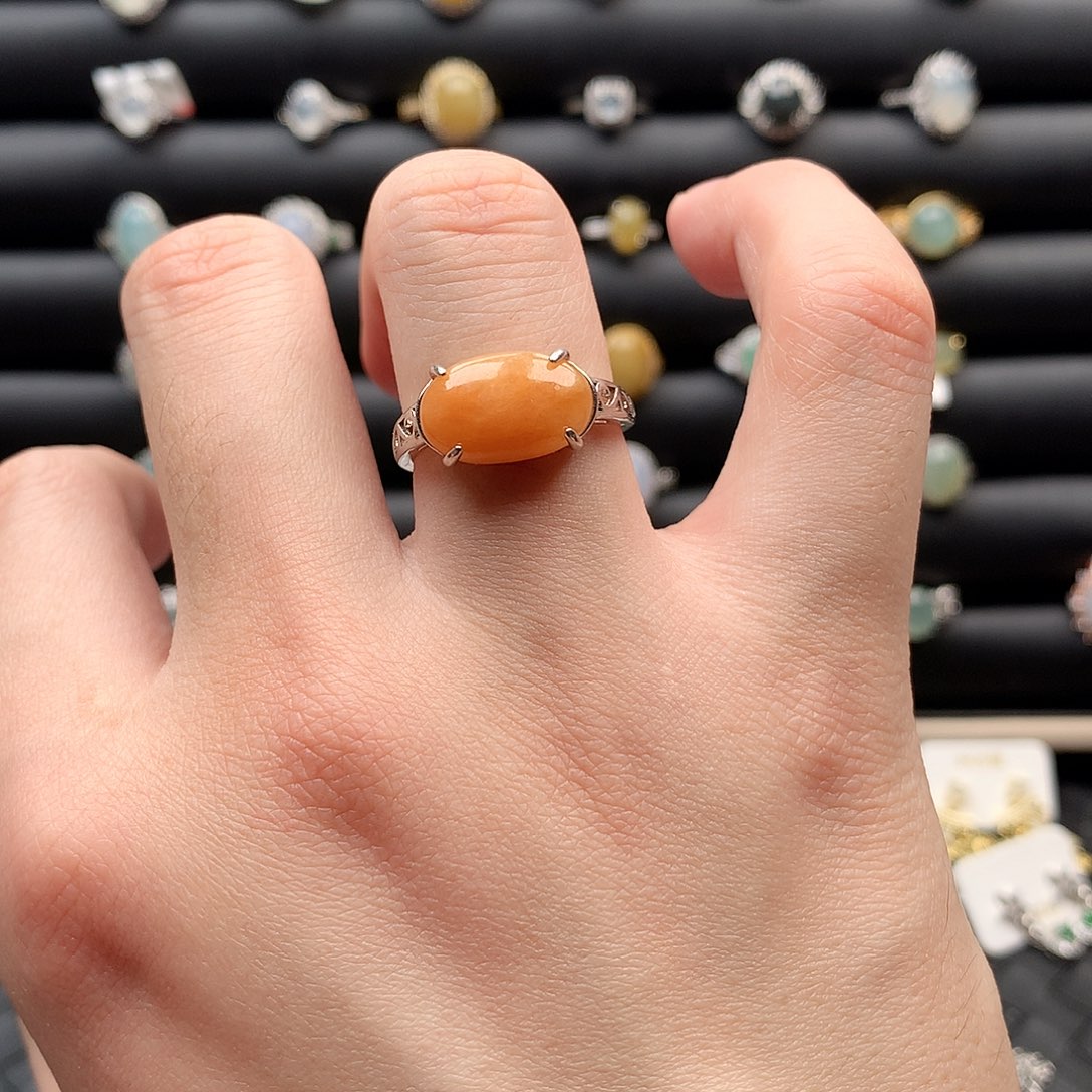 翡翠戒指银S925镶嵌0281