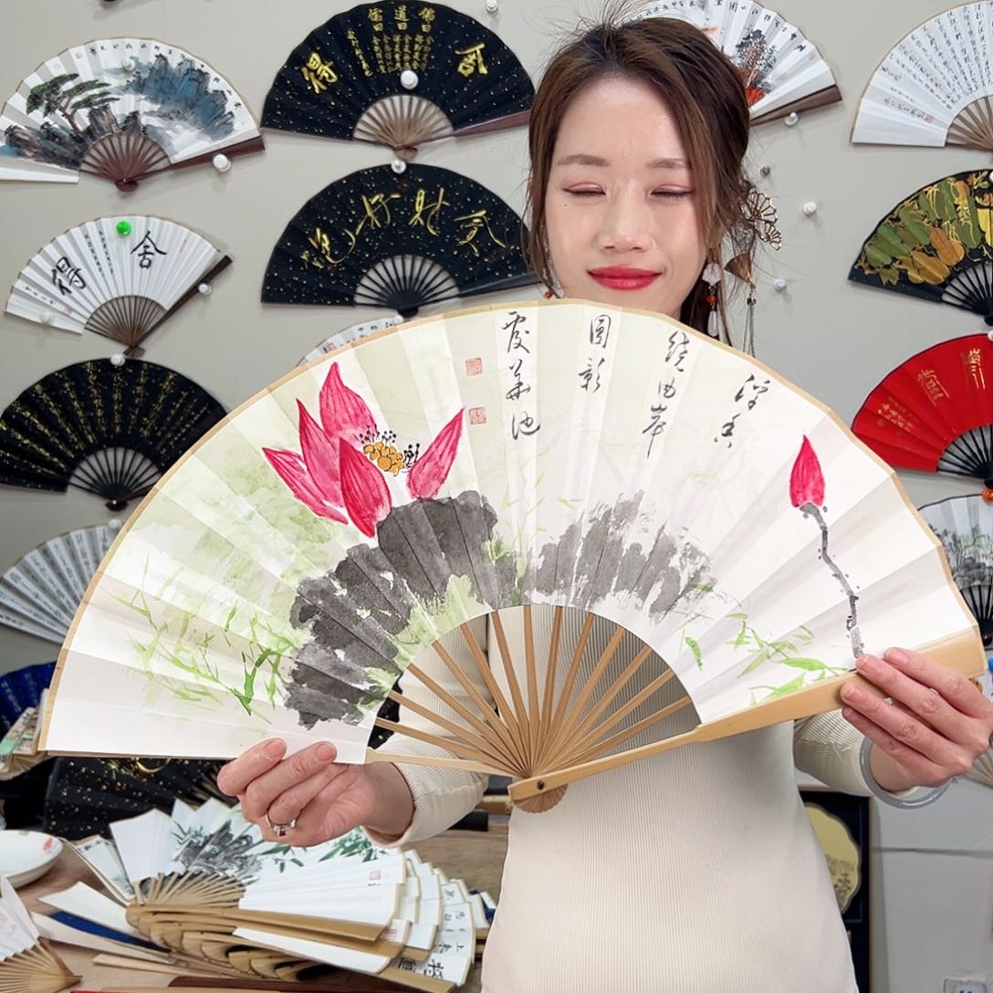 书法十寸玉竹-文玩扇-手写-粘好发出