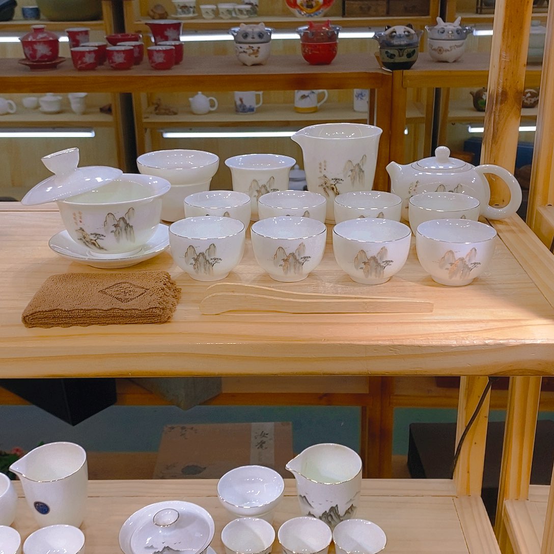 【不止】羊脂玉瓷茶具套装