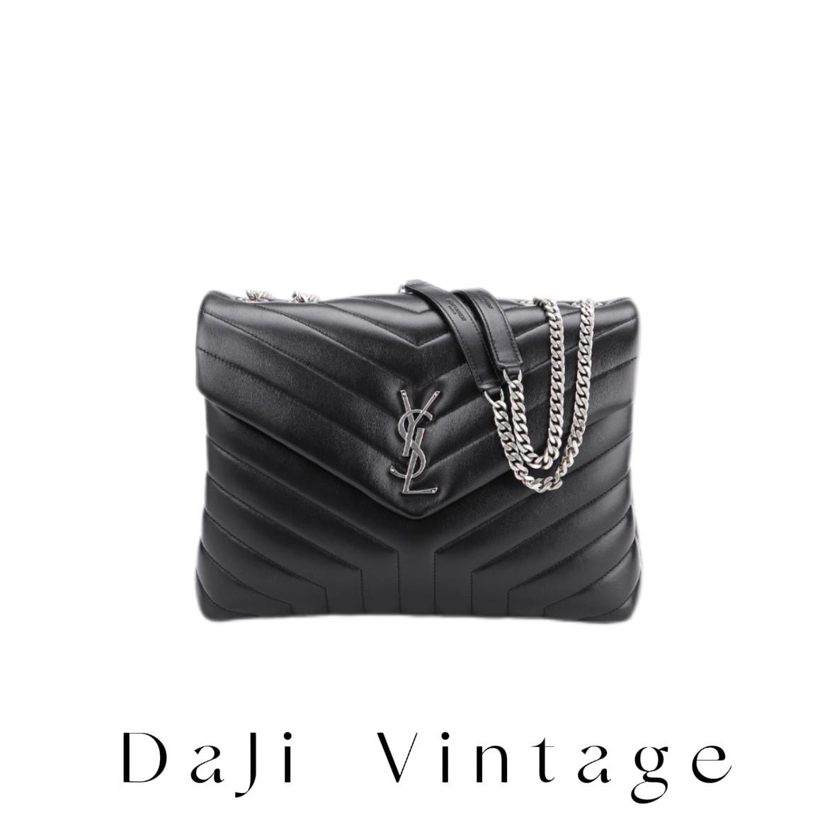 99新 YSL/圣罗兰 大吉中古/sh/圣罗兰 loulou黑银斜跨包