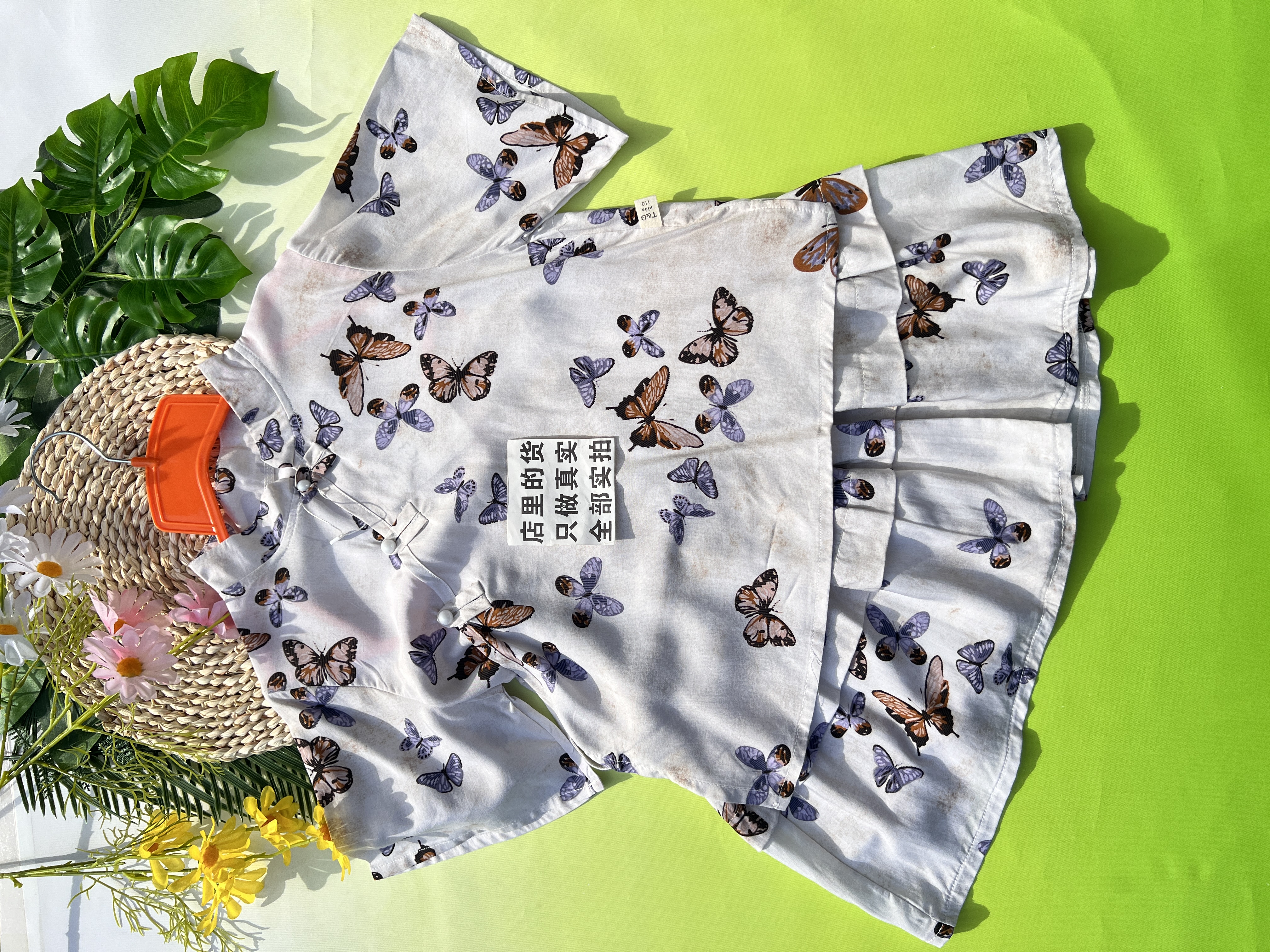 D019山东人造棉童装店断码清仓昌乐壹号童仓绵绸上衣裤子套装裙子