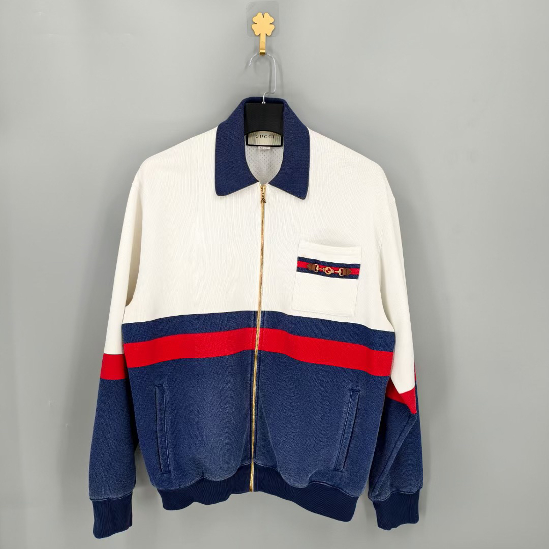 99新 GUCCI/古驰 葡萄籽奢潮/GUCCI拼接拉链夹克外套/M秋冬时尚