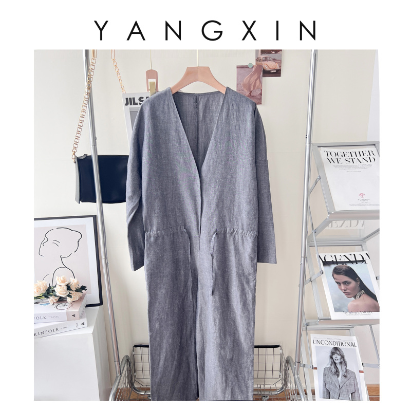 【无龄·杨昕】小众设计感V领通勤抽绳腰宽松连体休闲裤FW01135