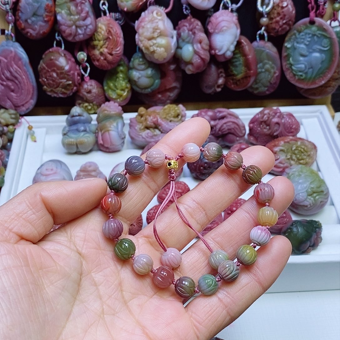 玛瑙/玉髓盐源玛瑙手串合金