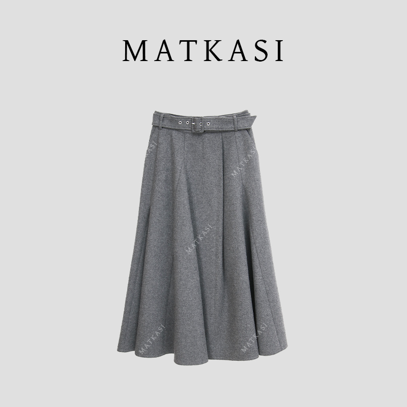 MATKASI 格雷系小众设计不规则裙摆质感半身裙
