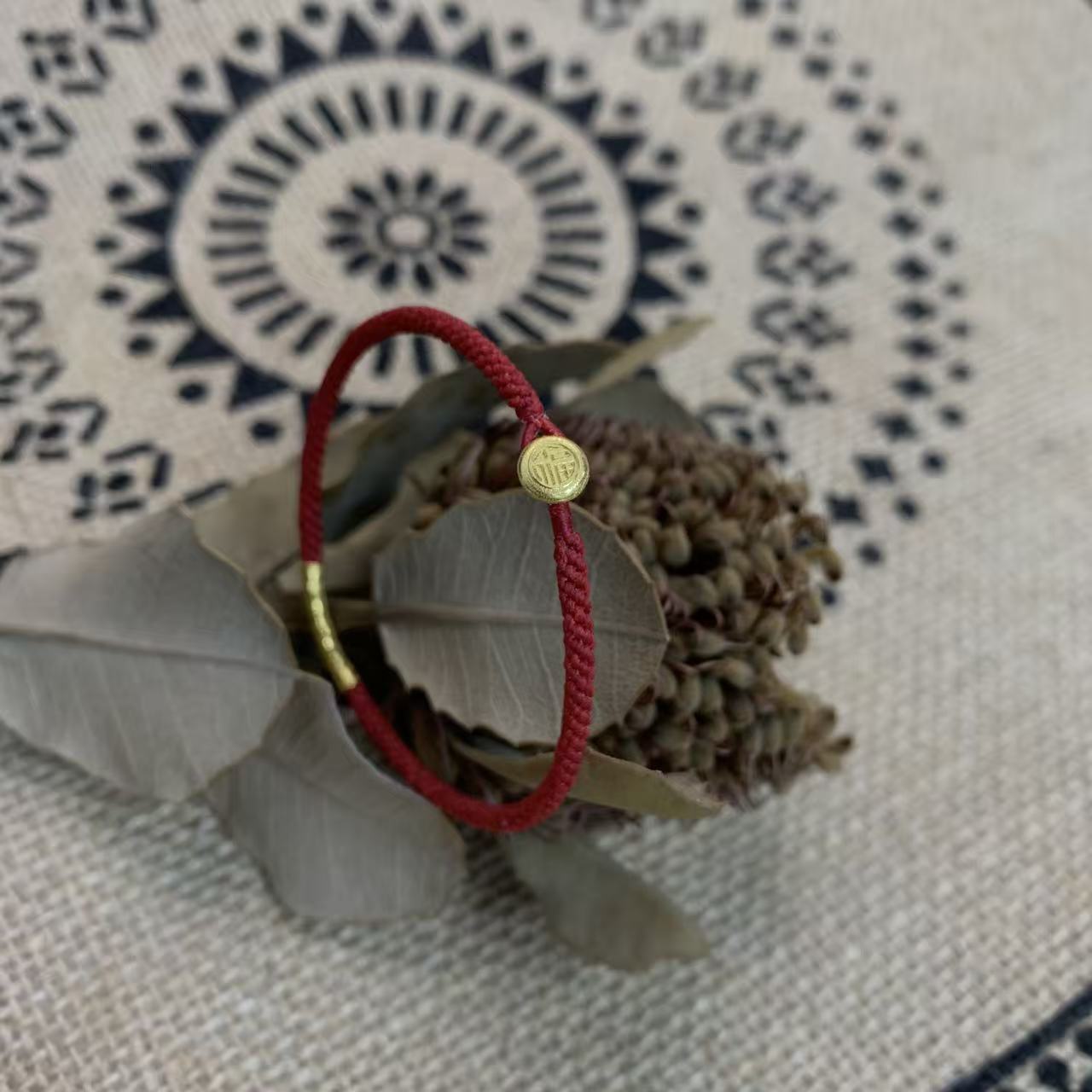 『金缠福聚』18k金手绳 中国风简约风民族风红色红绳百搭