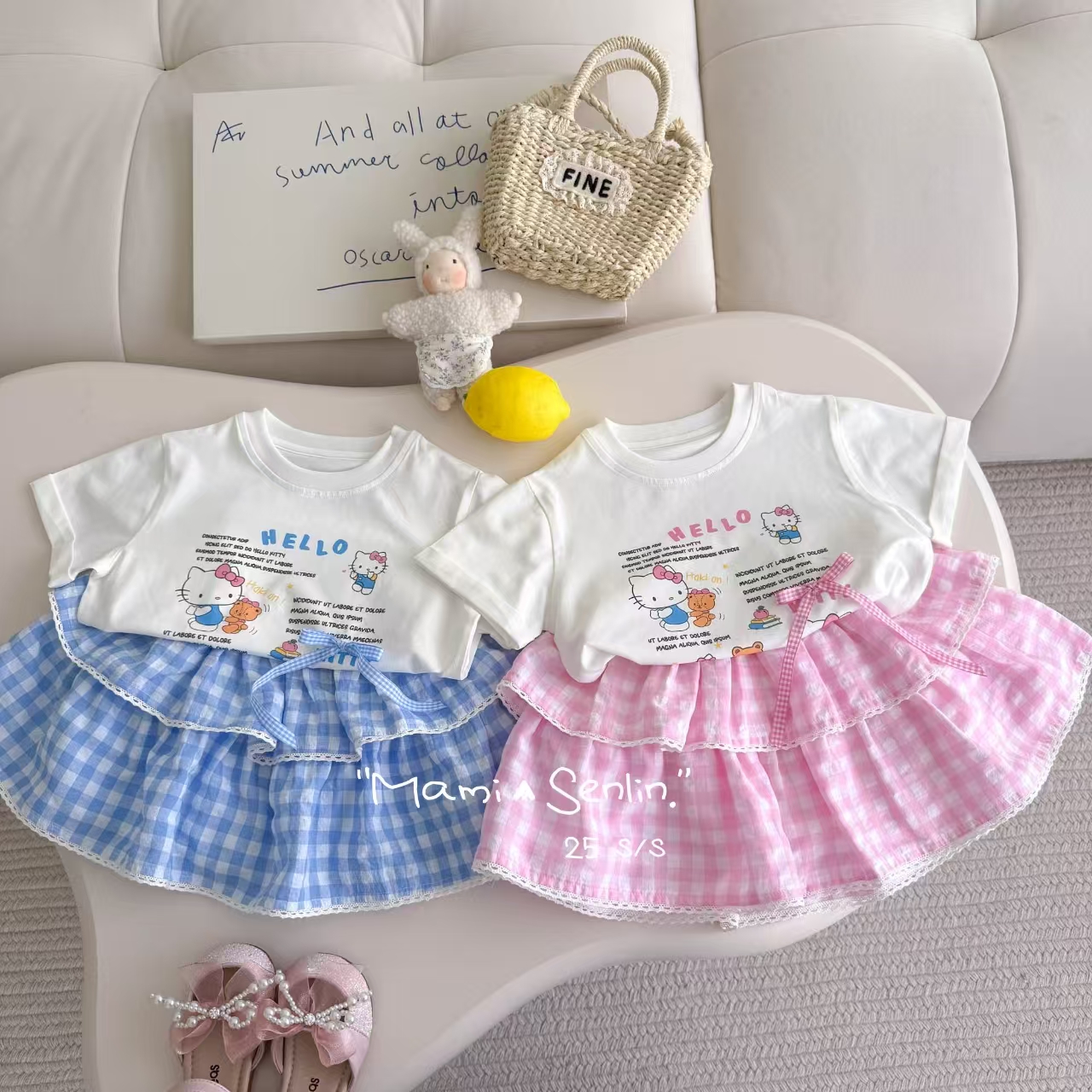 【现货】妈咪森林童装2025夏新款女童短袖半裙套装252-MMSL-252135