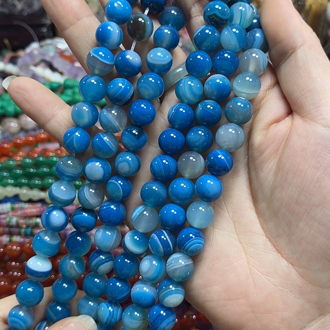 玛瑙/玉髓未镶嵌珠宝半成品线条玛瑙一条卡10mm