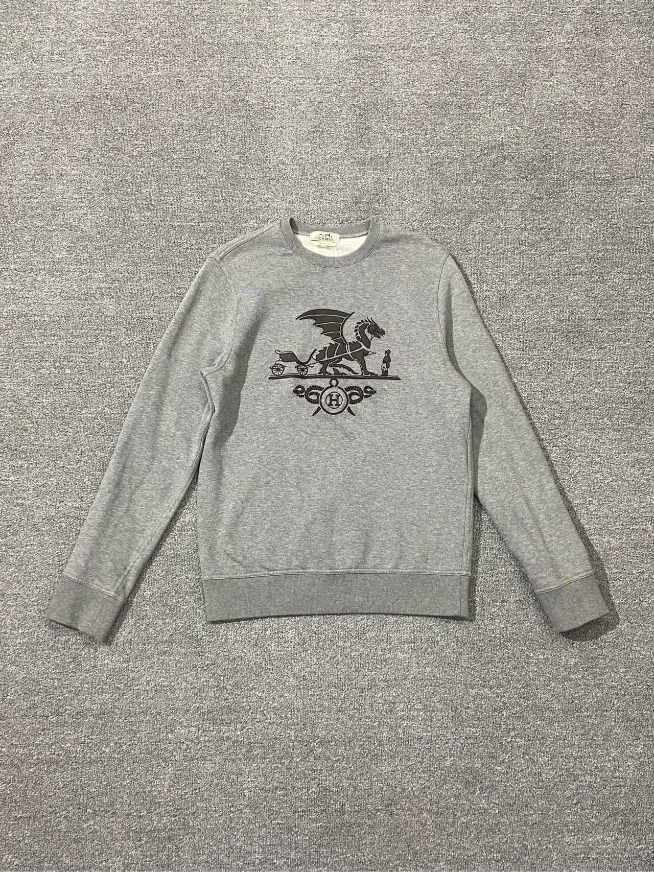 99新 Hermes/爱马仕 飞马图案卫衣/灰色/M码