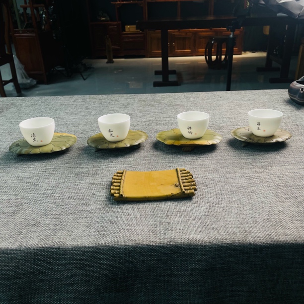 端砚石手工雕刻杯垫，一套组合可单卖