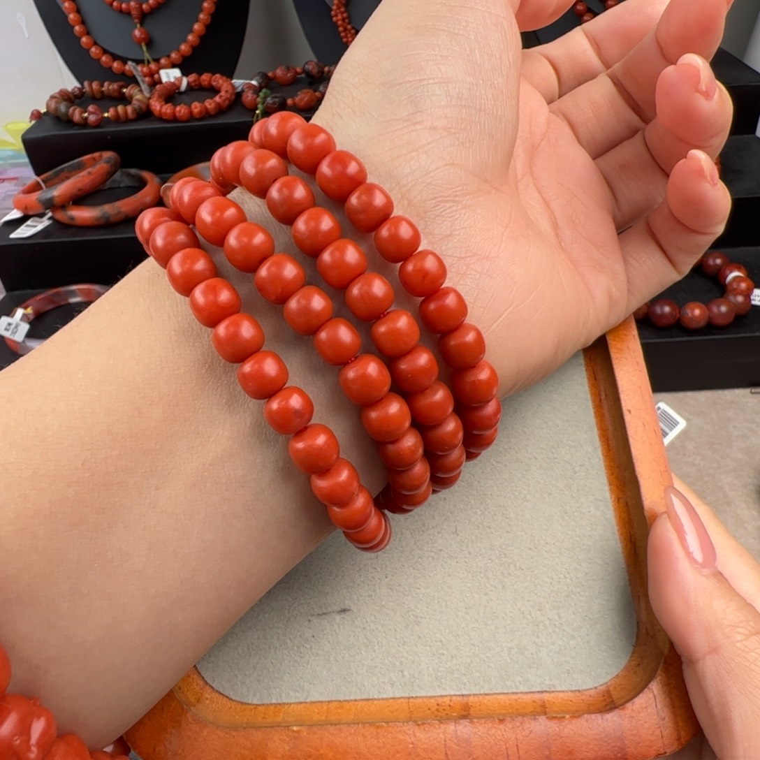 南红玛瑙未镶嵌（满肉保山老型长链7mm