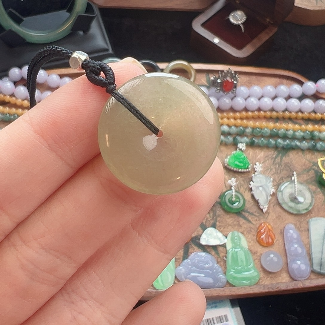 翡翠裸石黄翡平安扣