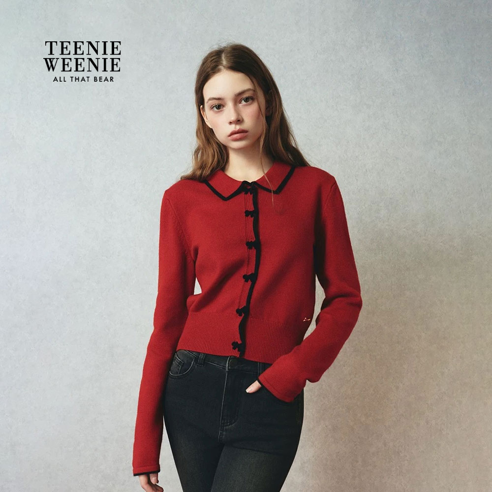 TEENIEWEENIE bearnova简约毛针织开衫女25冬季女毛衫YTCK254CL1B