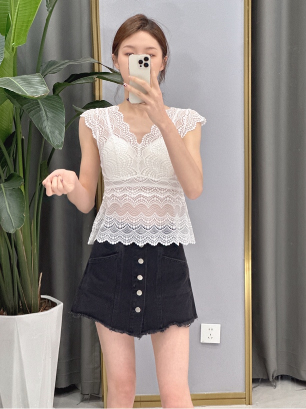 福利款不退换DD30002蕾丝镂空V领带胸垫吊带背心女夏季内搭无袖