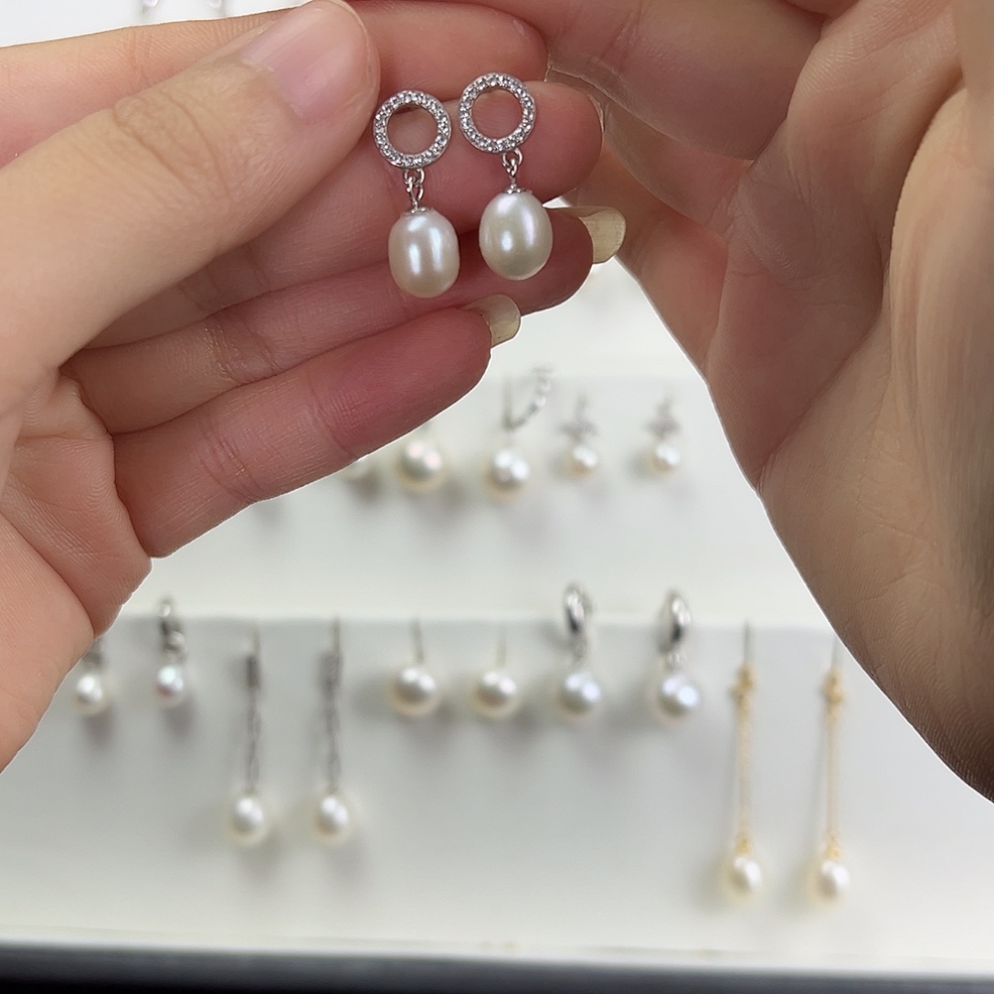 耳饰淡水珍珠银S925镶嵌