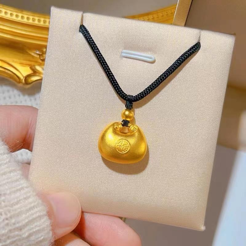 铜合金项链 【小福袋吊坠】吊坠编绳实心小福坨祥云福袋项链