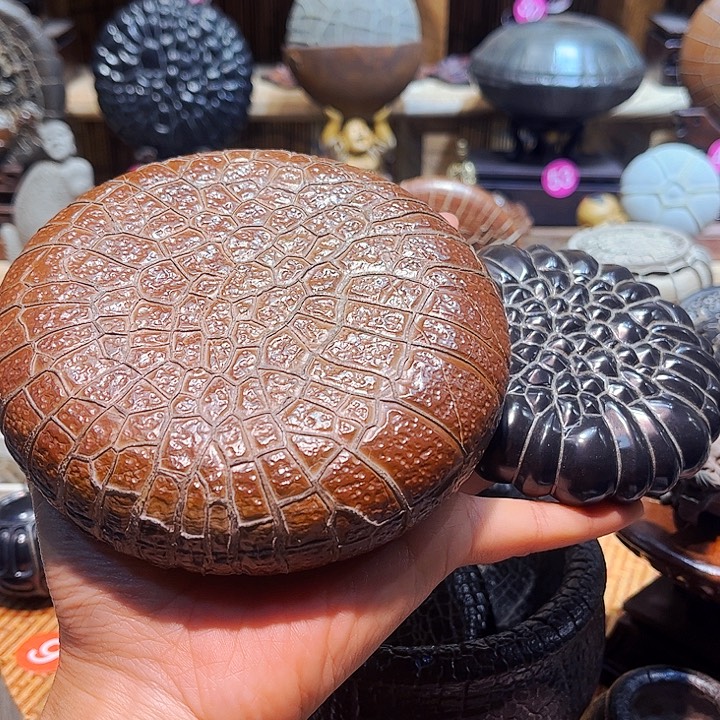 安***健石材龟纹石精品摆两方