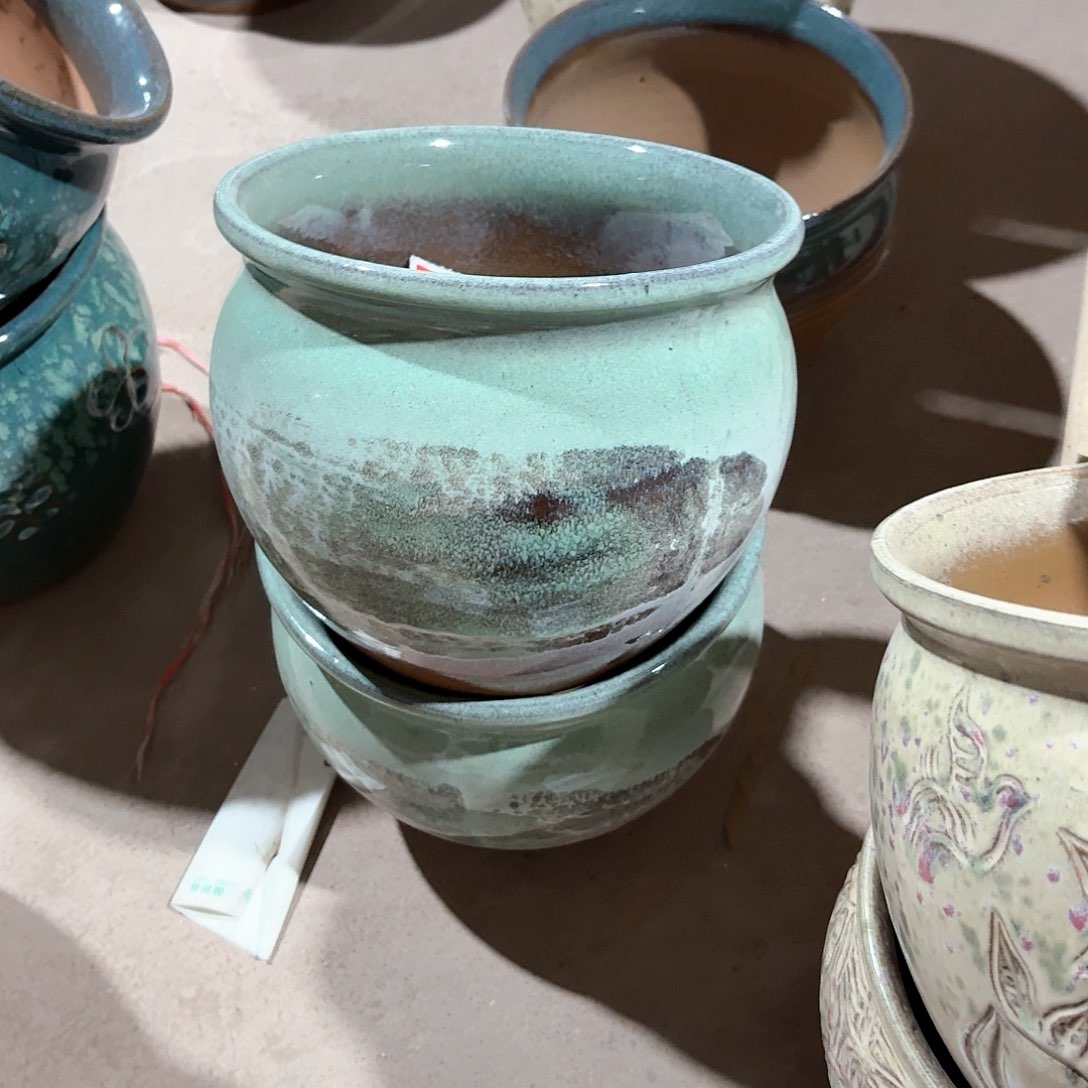 紫砂花盆口20高17两个