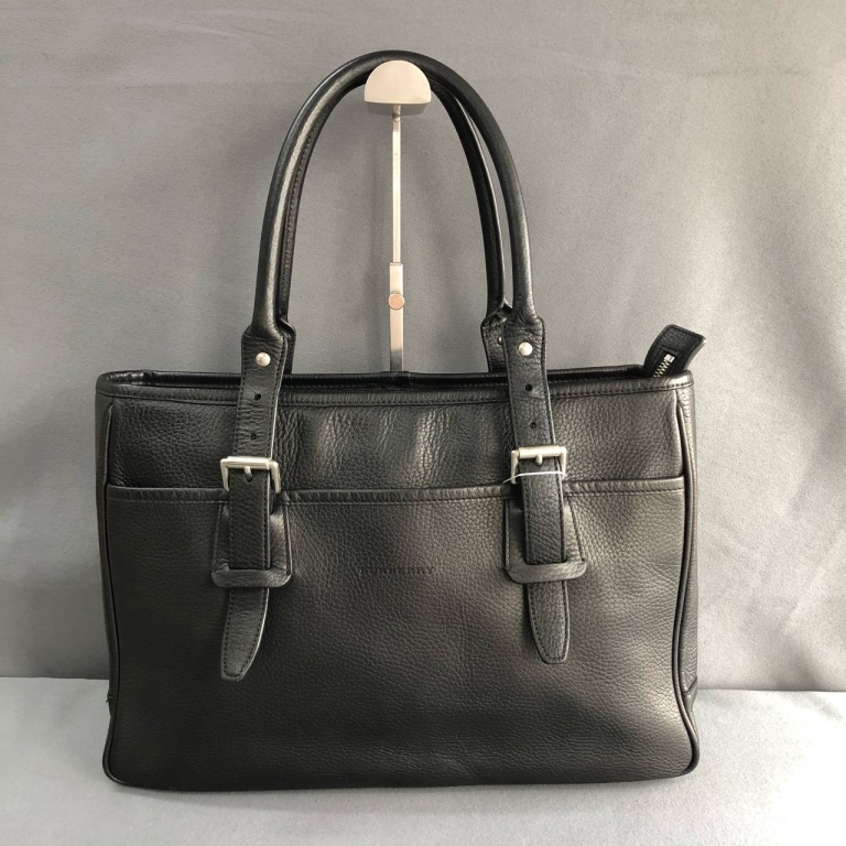 95新 BURBERRY/博柏利 拾锦奢品黑色全皮手提包