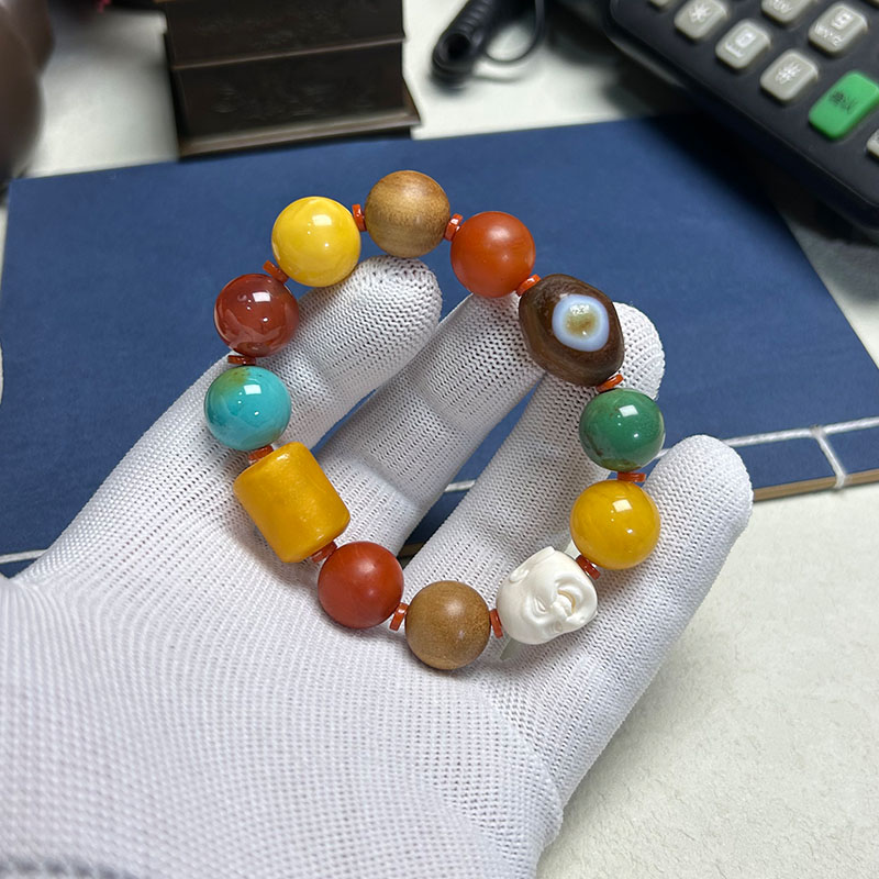 精品蜜蜡手串 原创多宝风格  单圈女款时尚百搭  