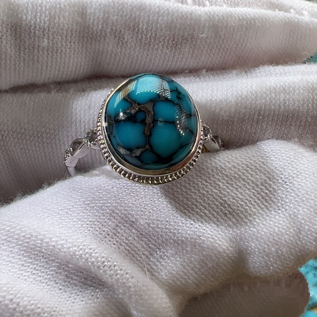 绿松石银S925镶嵌戒指