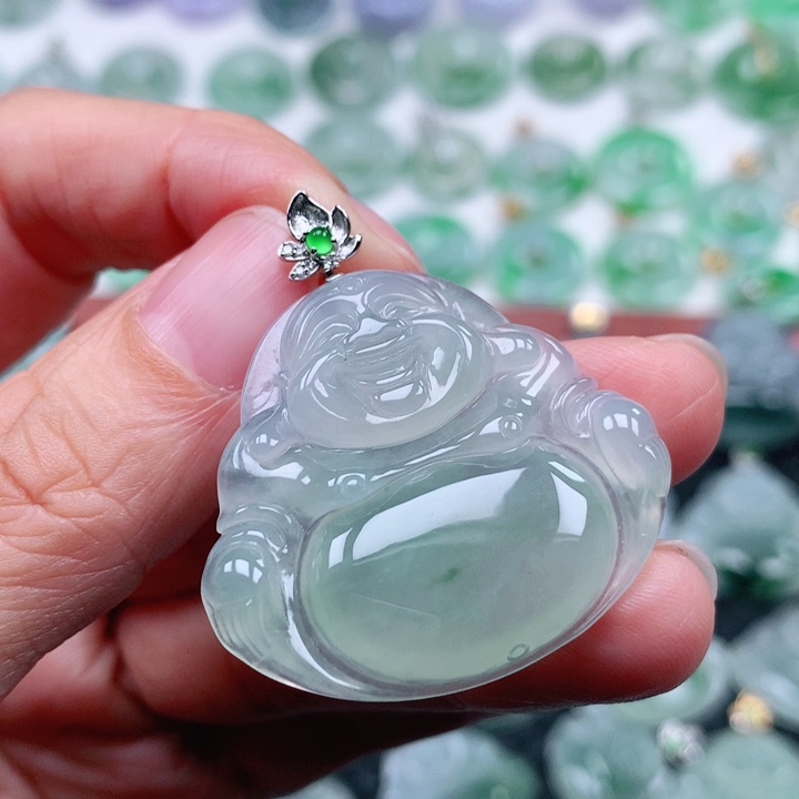 翡翠吊坠(不含链)18K金镶嵌