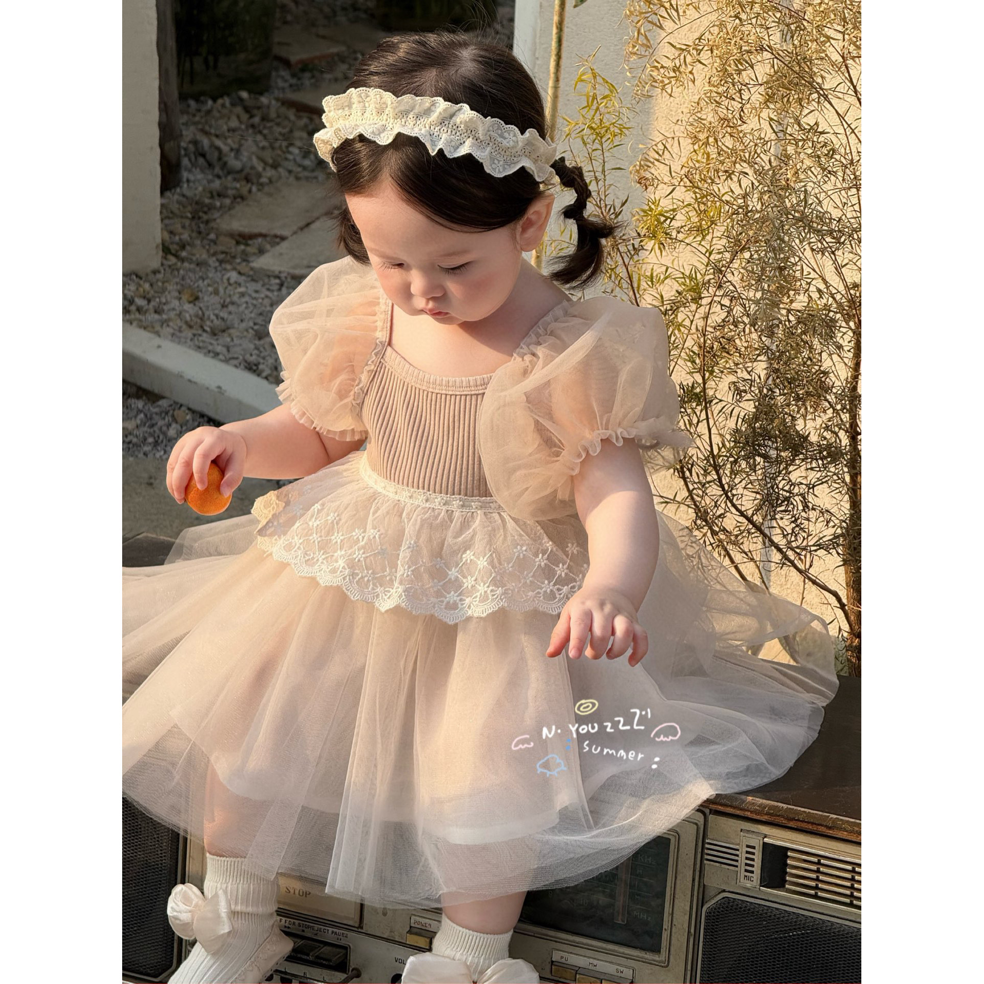 【NO退NO换】欢宝-奶盖-2025夏-编码0312-NG1750-网纱连衣裙